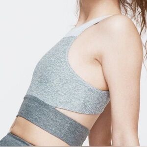 Athena Tri-Tone Slashback Crop Top Grey